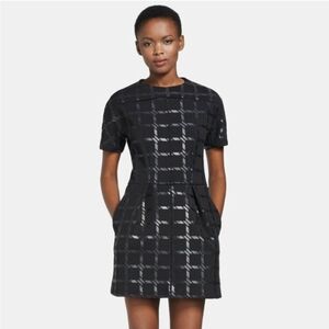 T by Alexander Wang black grid print neoprene dress